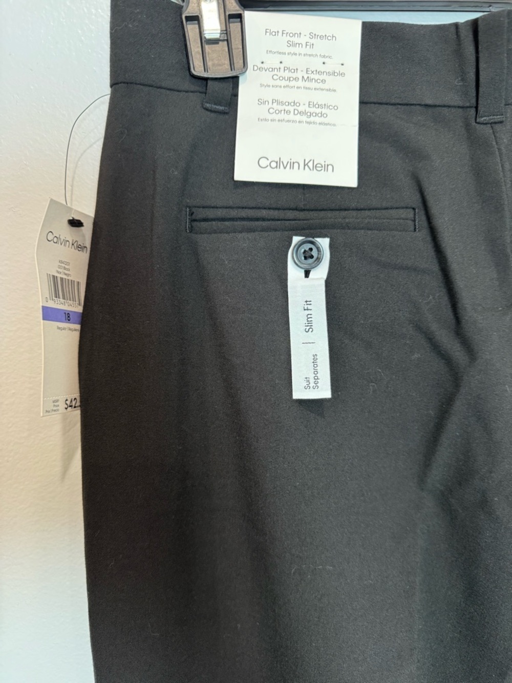 Calvin Klein Womens Slim Fit Black Dress Pants Size 18 Regular Stretch NWT - Picture 6 of 13
